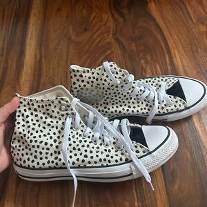 Black and White Polka Dot High-Top Sneakers